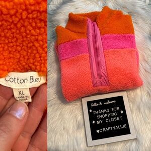 Cotton Bleu 1/4 Zip Pink & Orange Pullover | Women’s XL